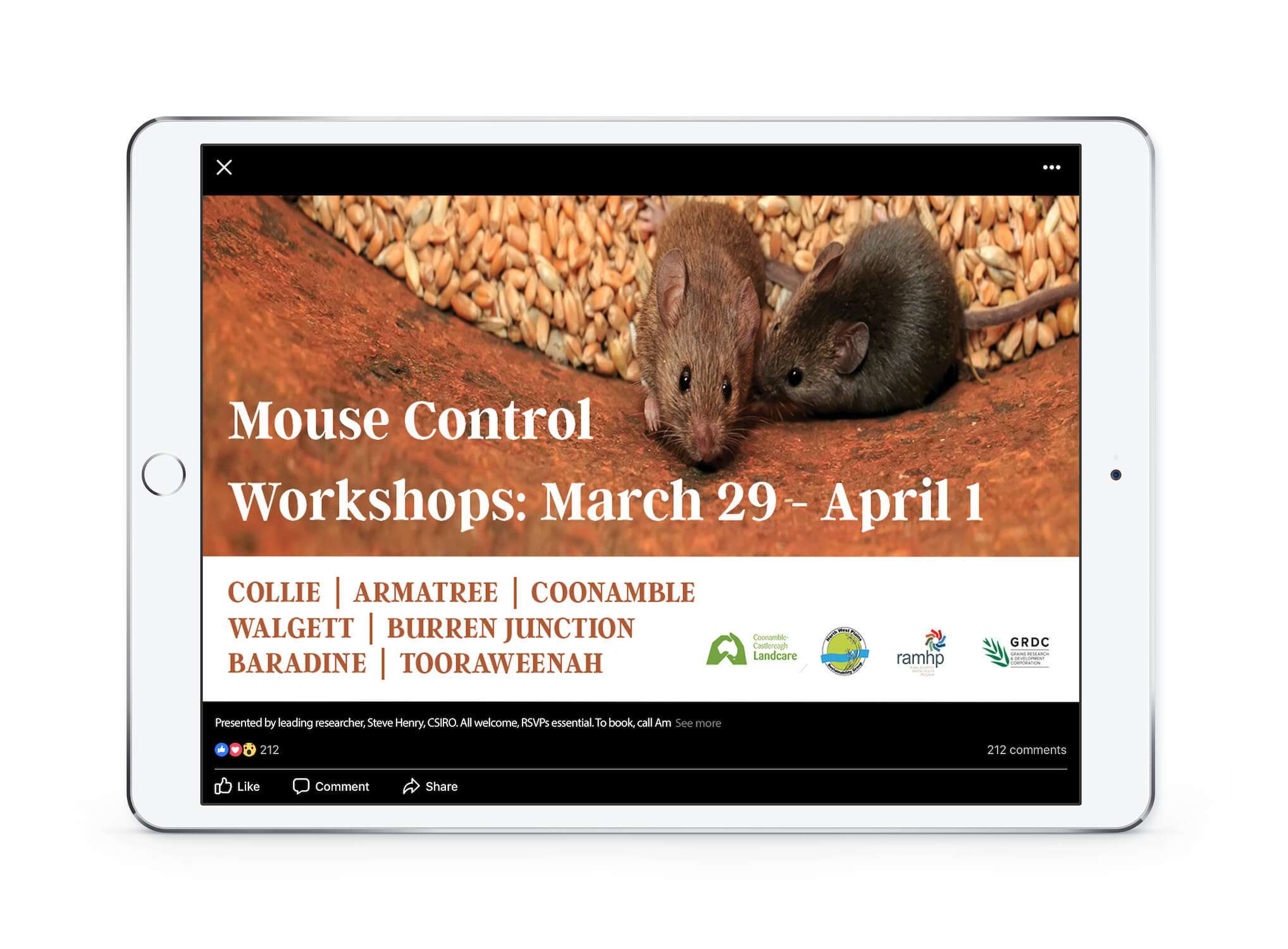 Landcare Event Promotion Brand Strategy Mouse Control Workshop Cover Photo