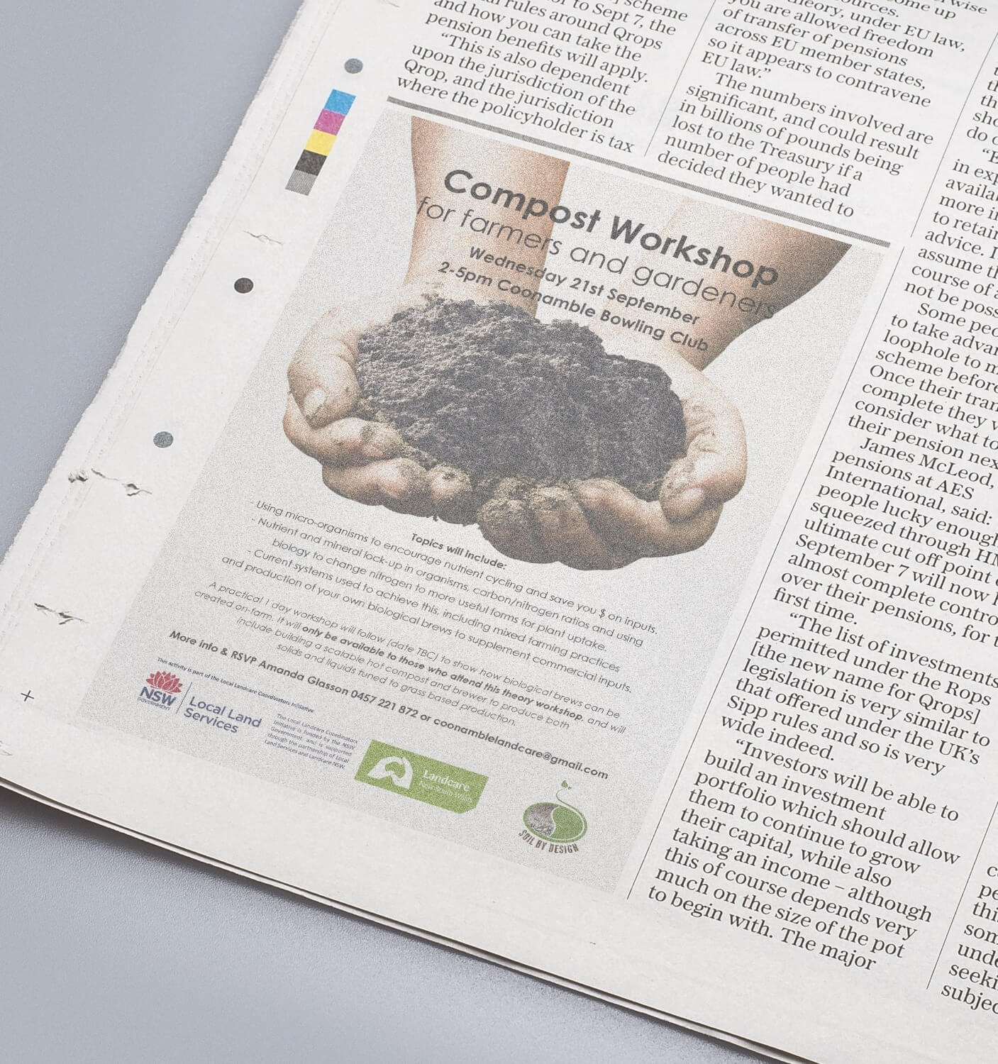 Landcare Event Promotion Brand Strategy Soil by Design Newspaper Advert